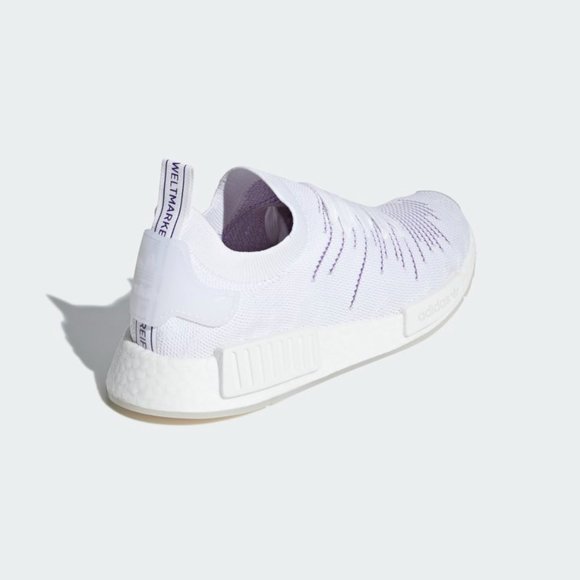 Adidas Originals Womens White Purple NMD_R1 STLT Primeknit Shoes Size 5.5 BD8017 - Picture 5 of 5